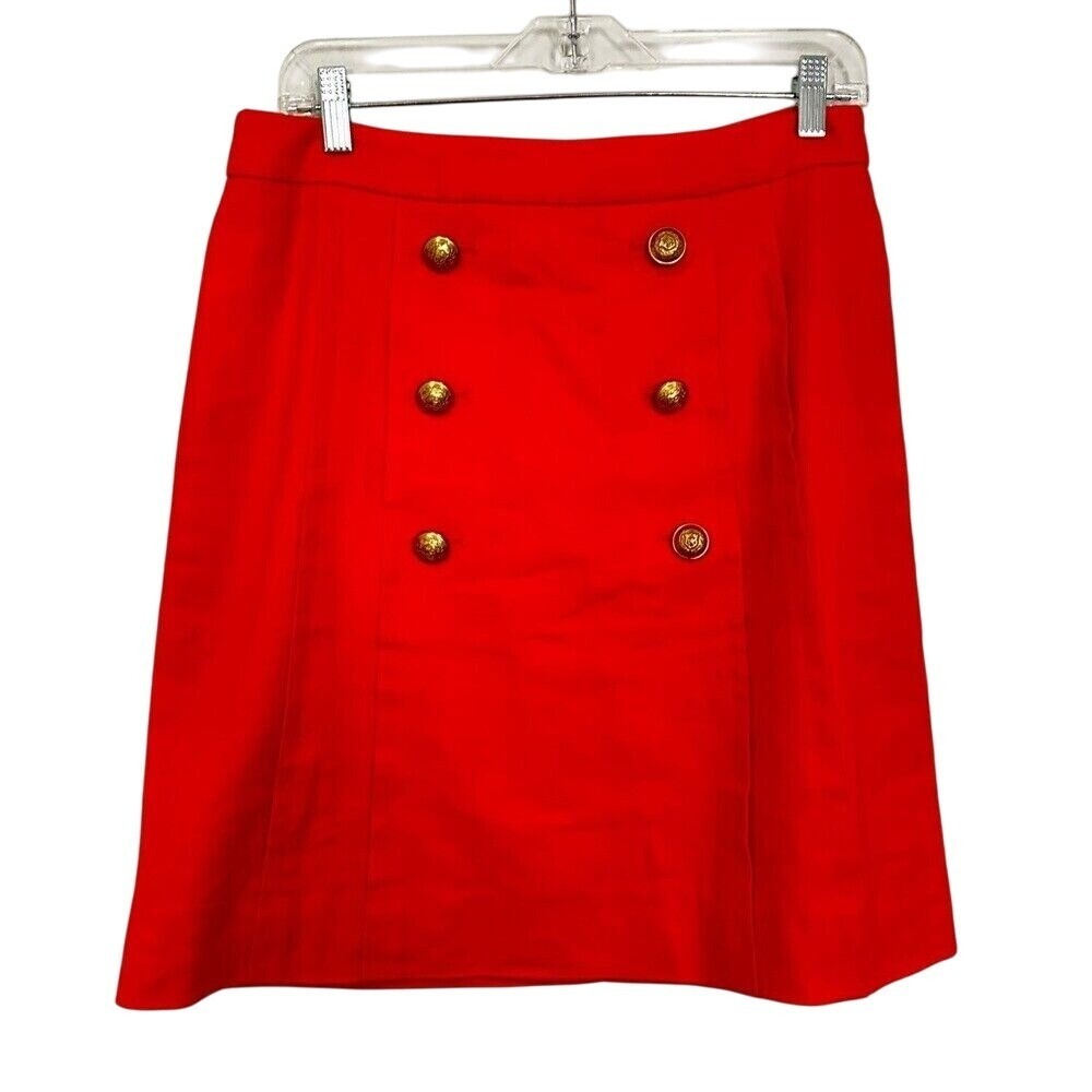 J.‎ Crew Linen Lined Mini Skirt Women's 12P Marine Orange Preppy Career Classic